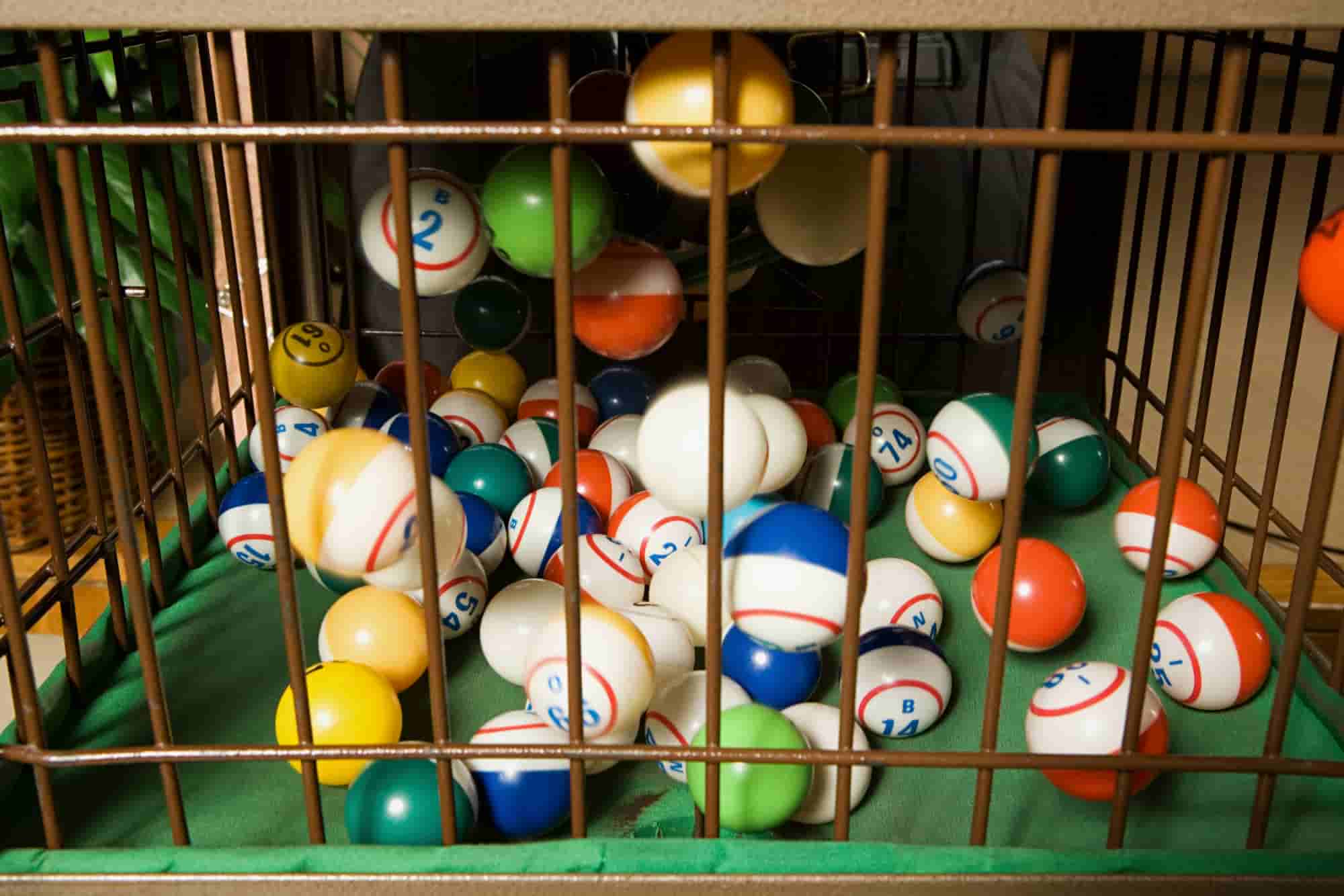 bingo balls in cage